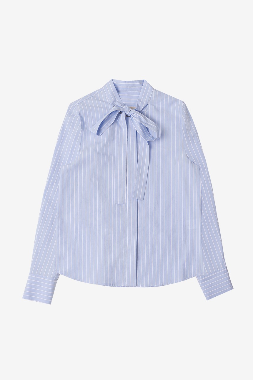 BATTERSEA Ribbon tie blouse (Blue stripe)