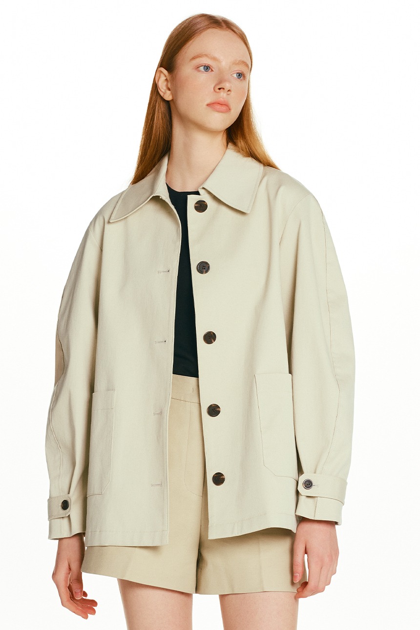 [태연 착용]BERGAMO Volume sleeve single jacket (Light khaki)