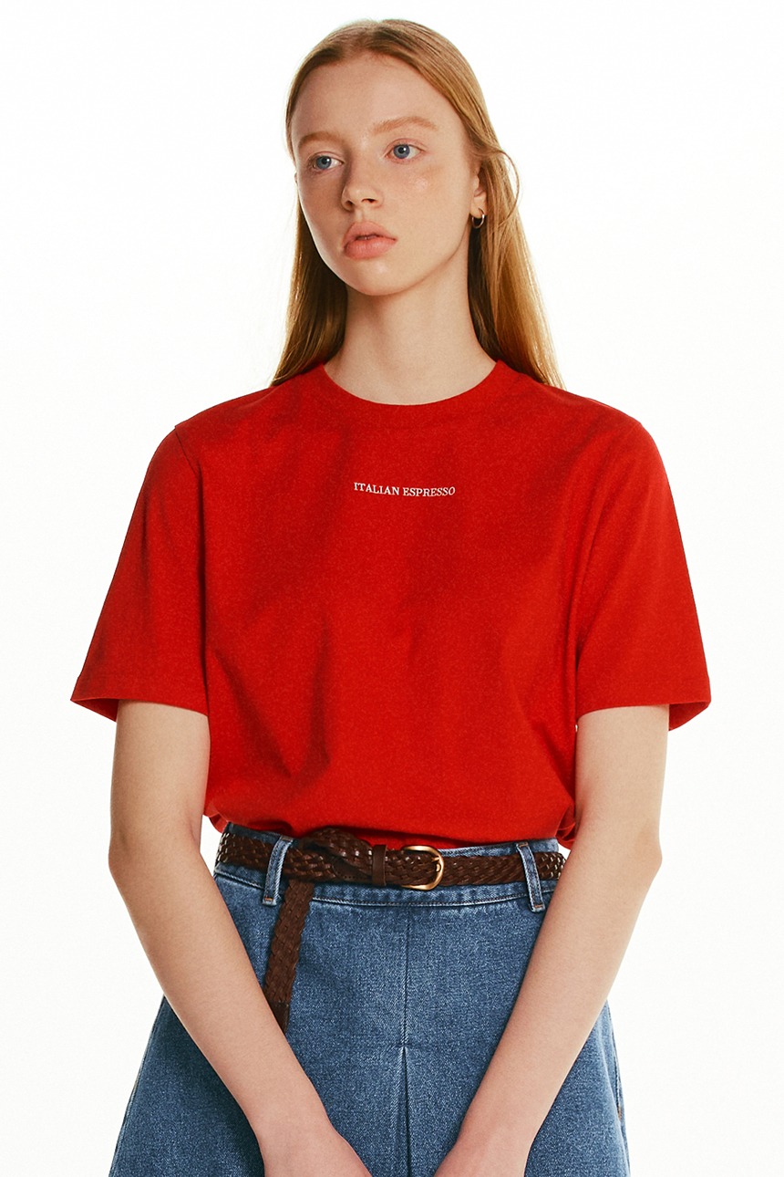 ITALIAN ESPRESSO Embroidery T-shirt (Red)