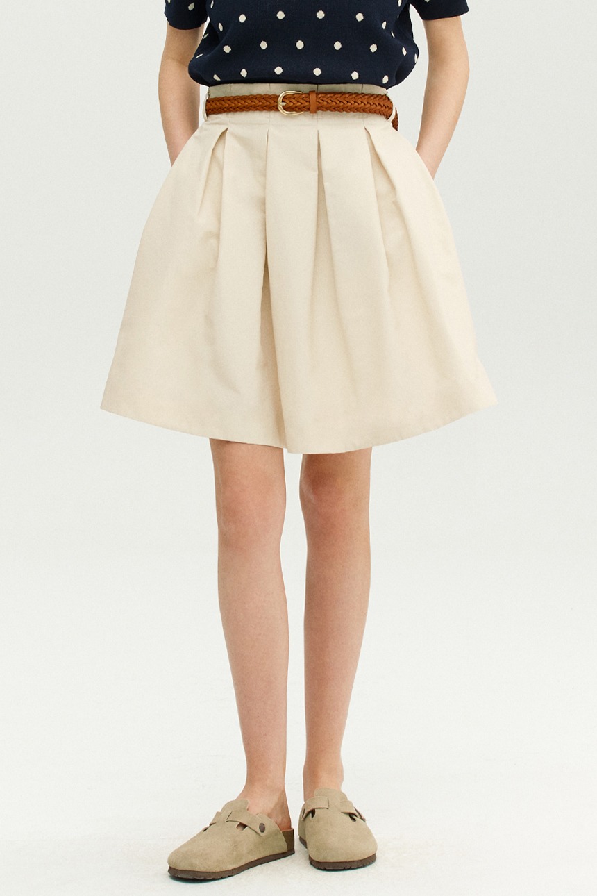 FRIULI Stitch point tucked skirt (Cream)