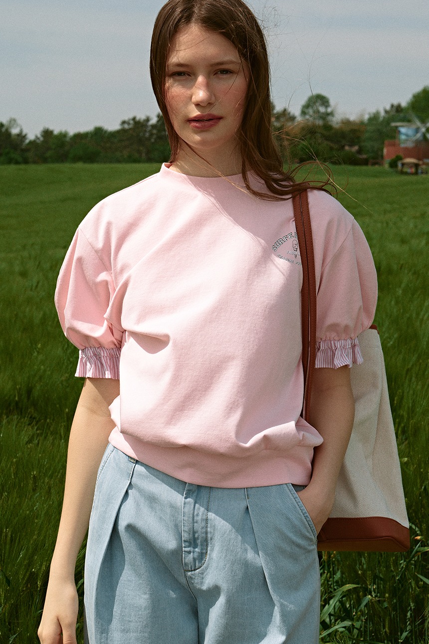 TREVI Frill sleeve artwork sweatshirt (Pink)