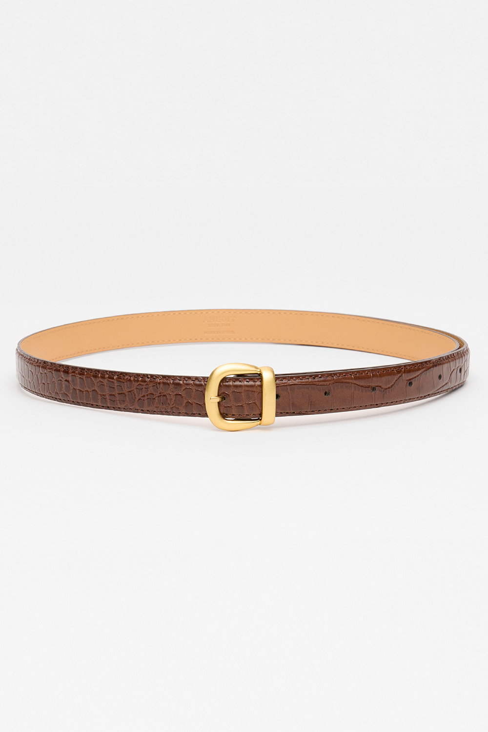 Croc Classic Leather Belt_Brown Gold
