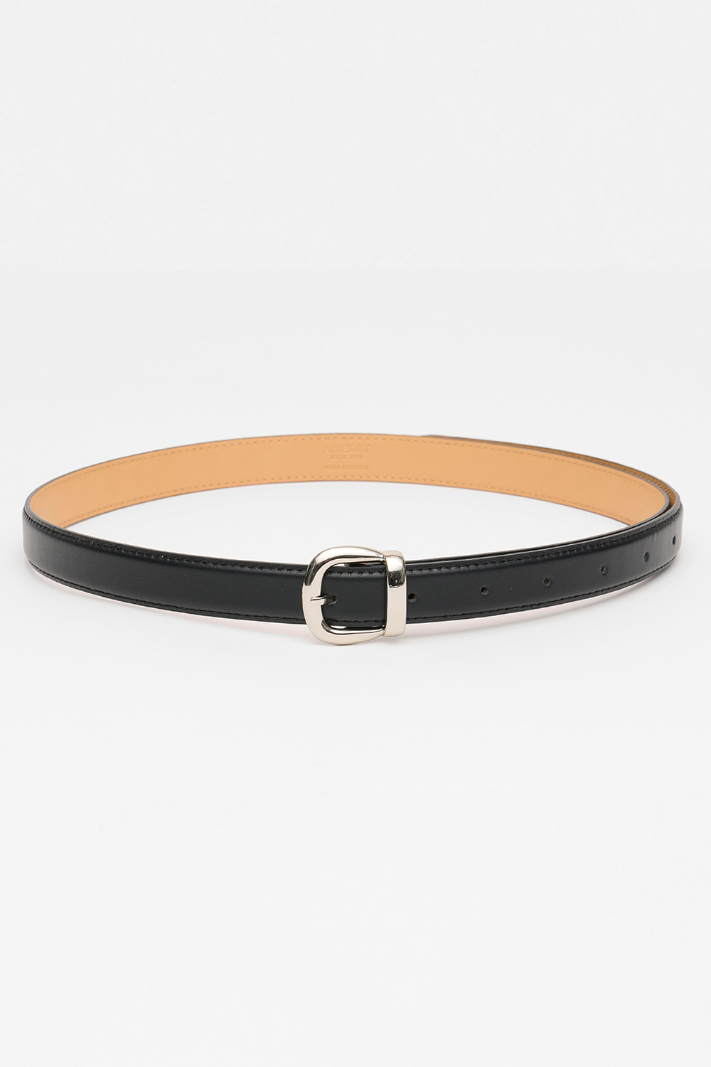 Solid Classic Leather Belt_Black Silver