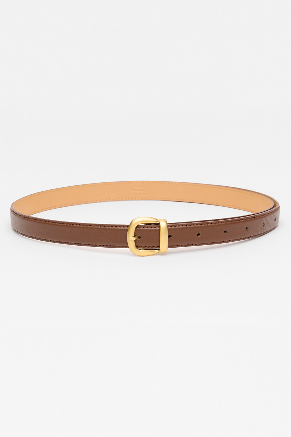 Solid Classic Leather Belt_Brown Gold