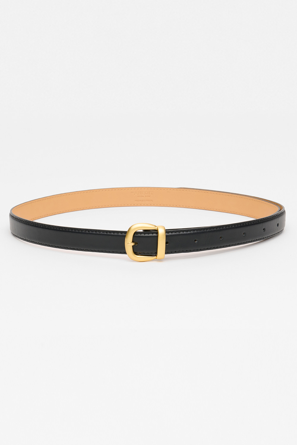 Solid Classic Leather Belt_Black Gold