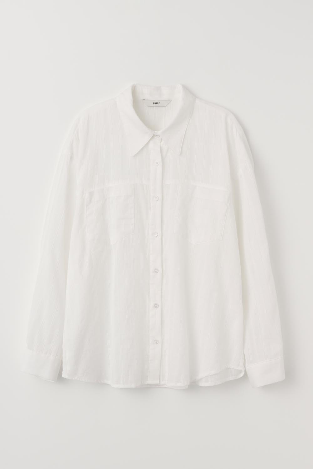 H See through Pocket Shirt_White Stripe