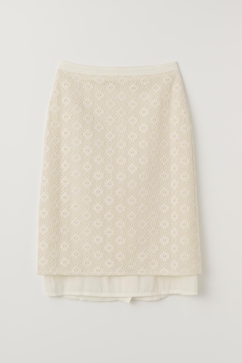H Carina Lace Layered Skirt_Cream