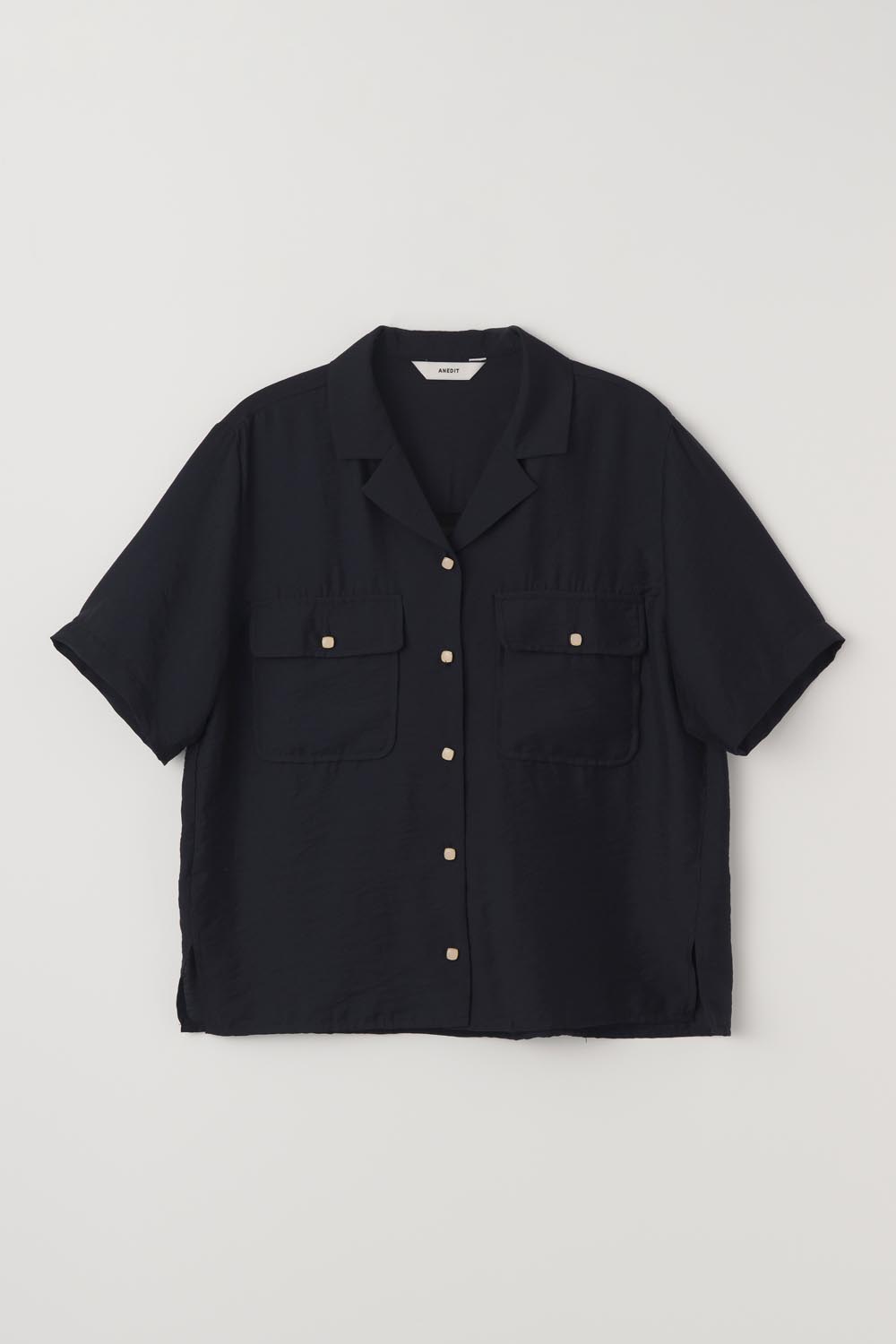 H Jewel Open Collar Shirt_Navy