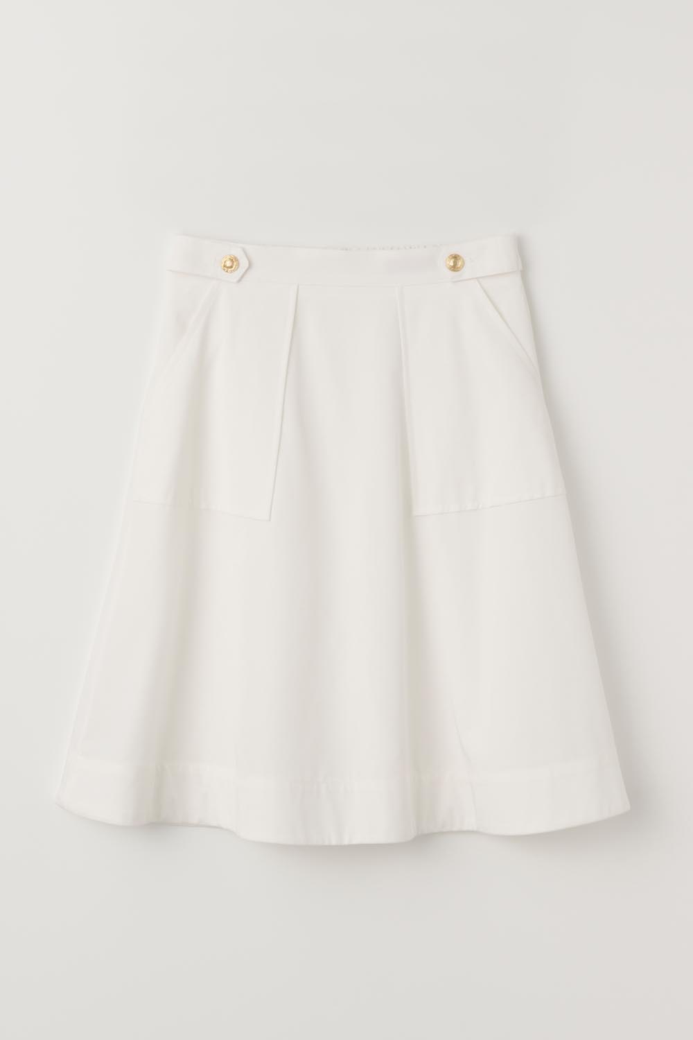 [6/12 예약배송]H Marine Midi Flare Skirt_White
