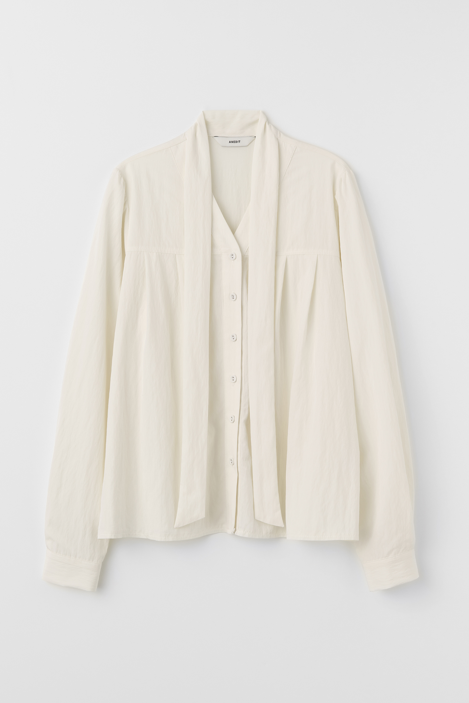 W Front Tuck Scarf Blouse_Ivory