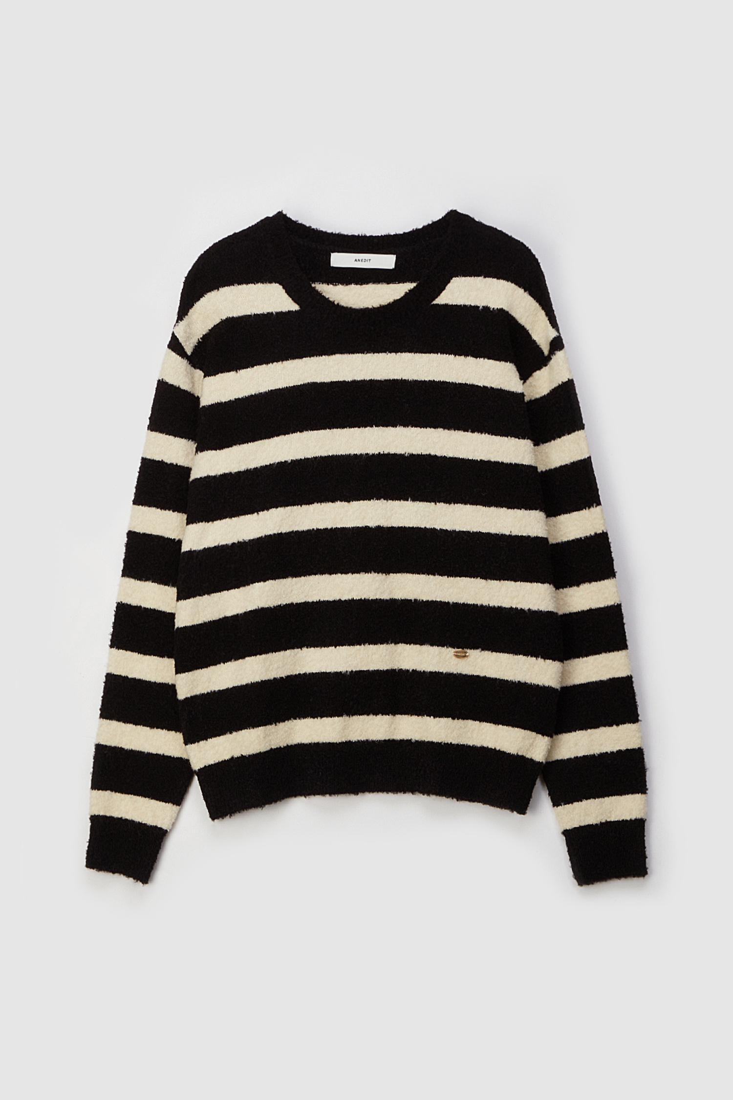 T Stripe Boucle Wool Knit_Ivory Black