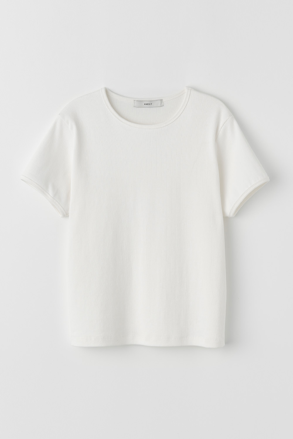 Basic Ribbed Half Sleeve Tshirt_Off White