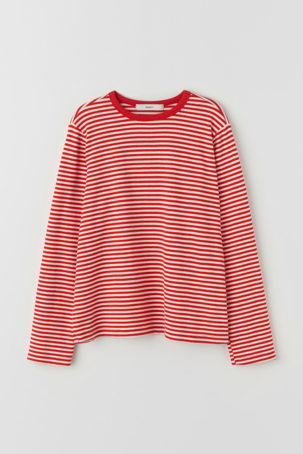 [03/06예약배송]Stripe Ribbed Long Sleeve Tshirt_Red Ivory