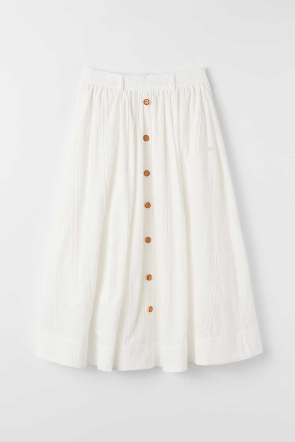 S Classic Button Long Skirt_White
