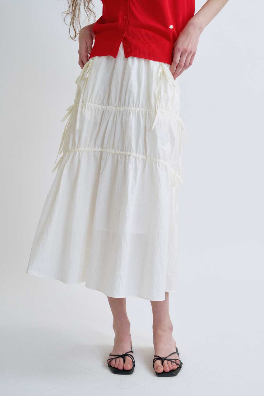 S Shirring Detail Skirt_White