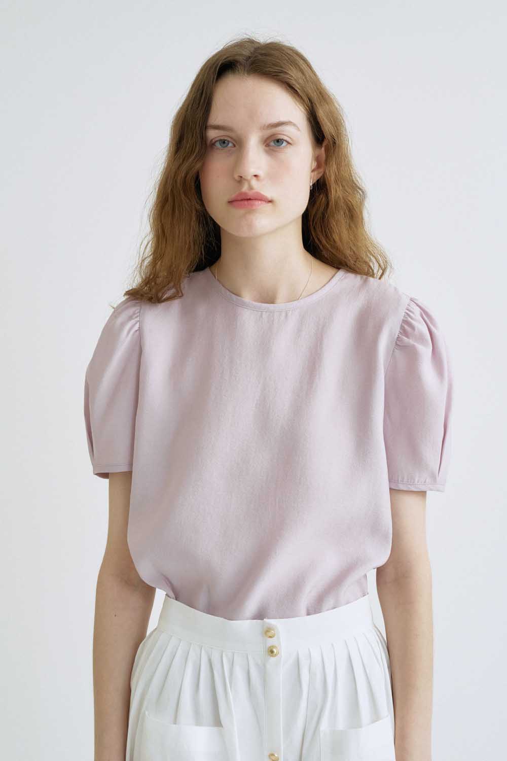 S Daily Shirring Puff Blouse_Lavender