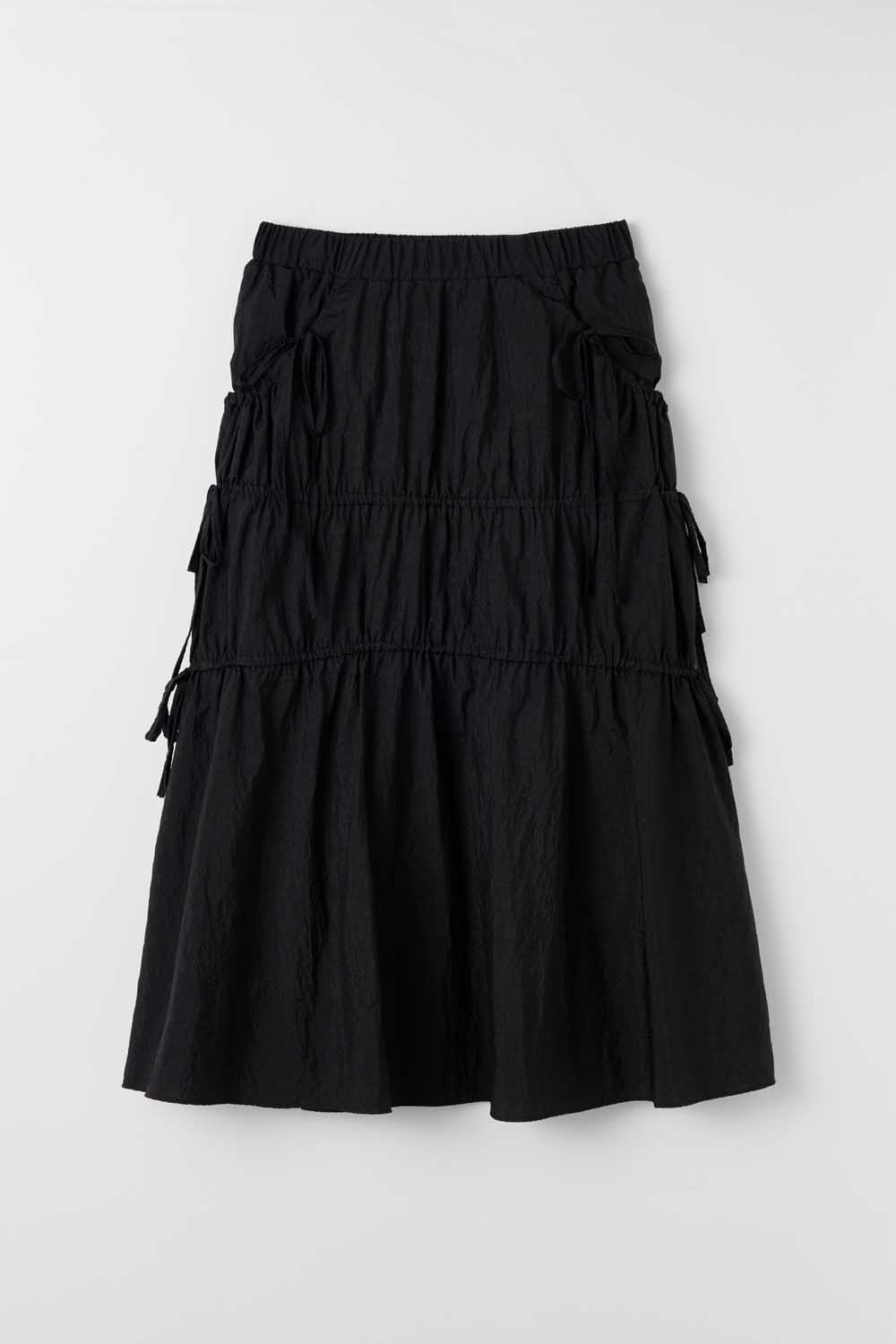 S Shirring Detail Skirt_Black