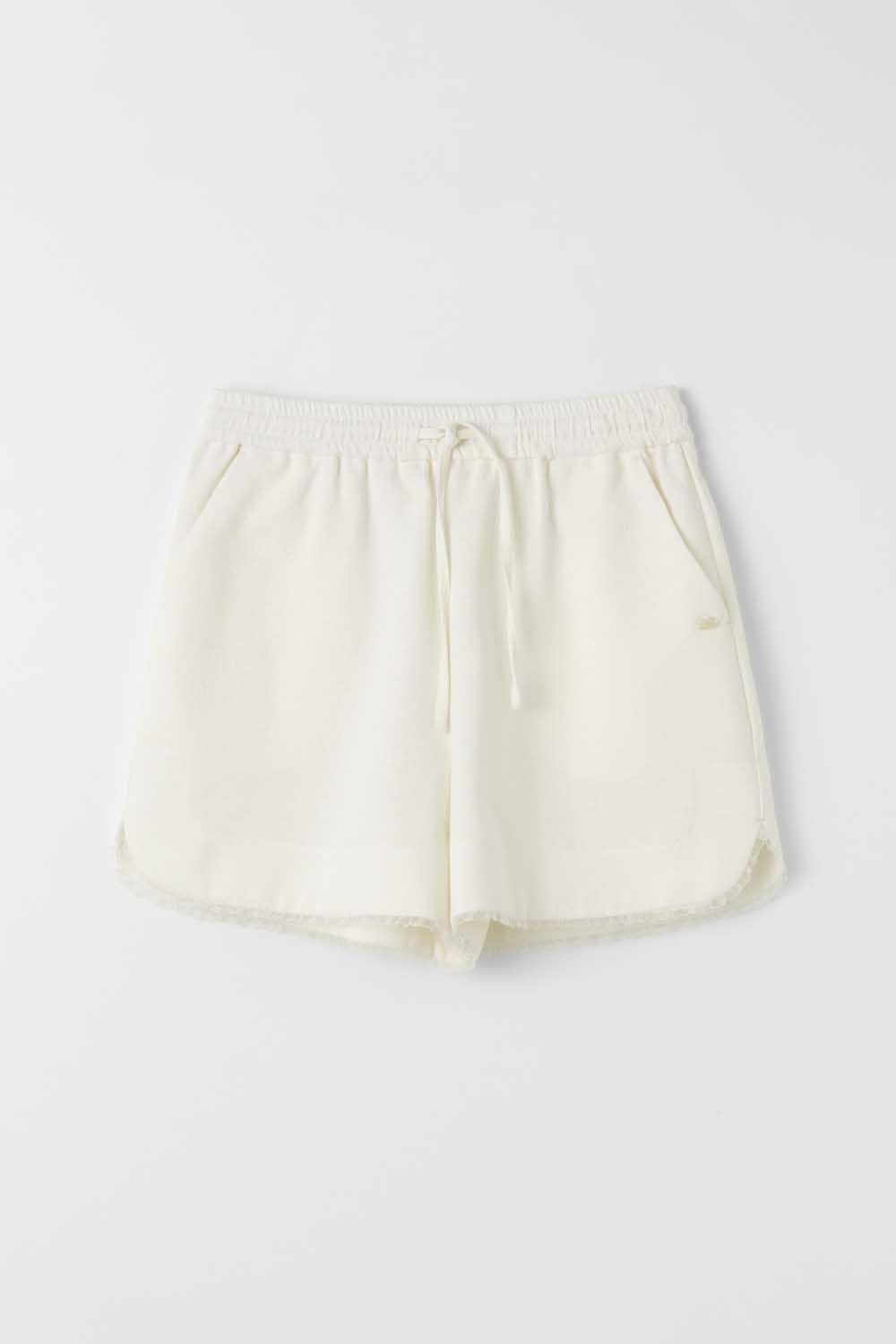 S Tweed Lace Banding Pants_White