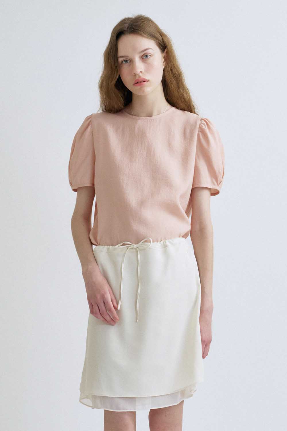 S Daily Shirring Puff Blouse_Pink