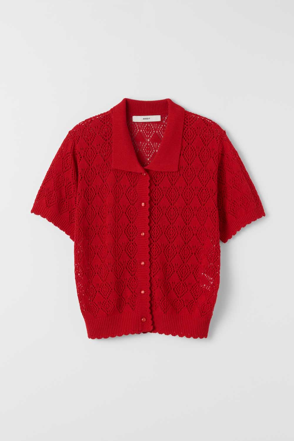S Charotte Punching Knit Cardigan_Red