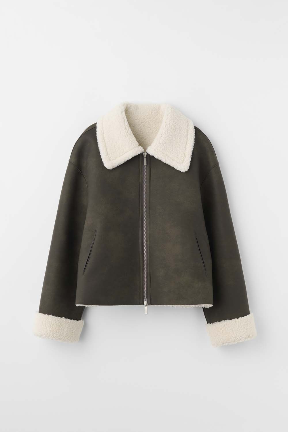 F Wool 2way Leather Mustang_Khaki - ANEDIT