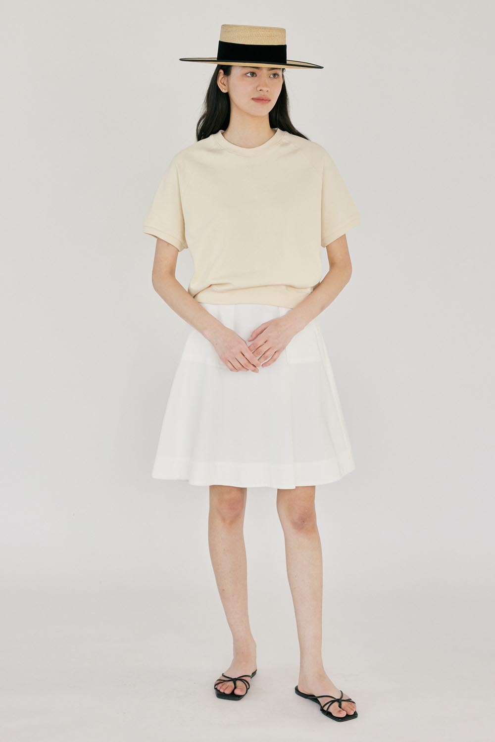 [6/12 예약배송]H Marine Midi Flare Skirt_White