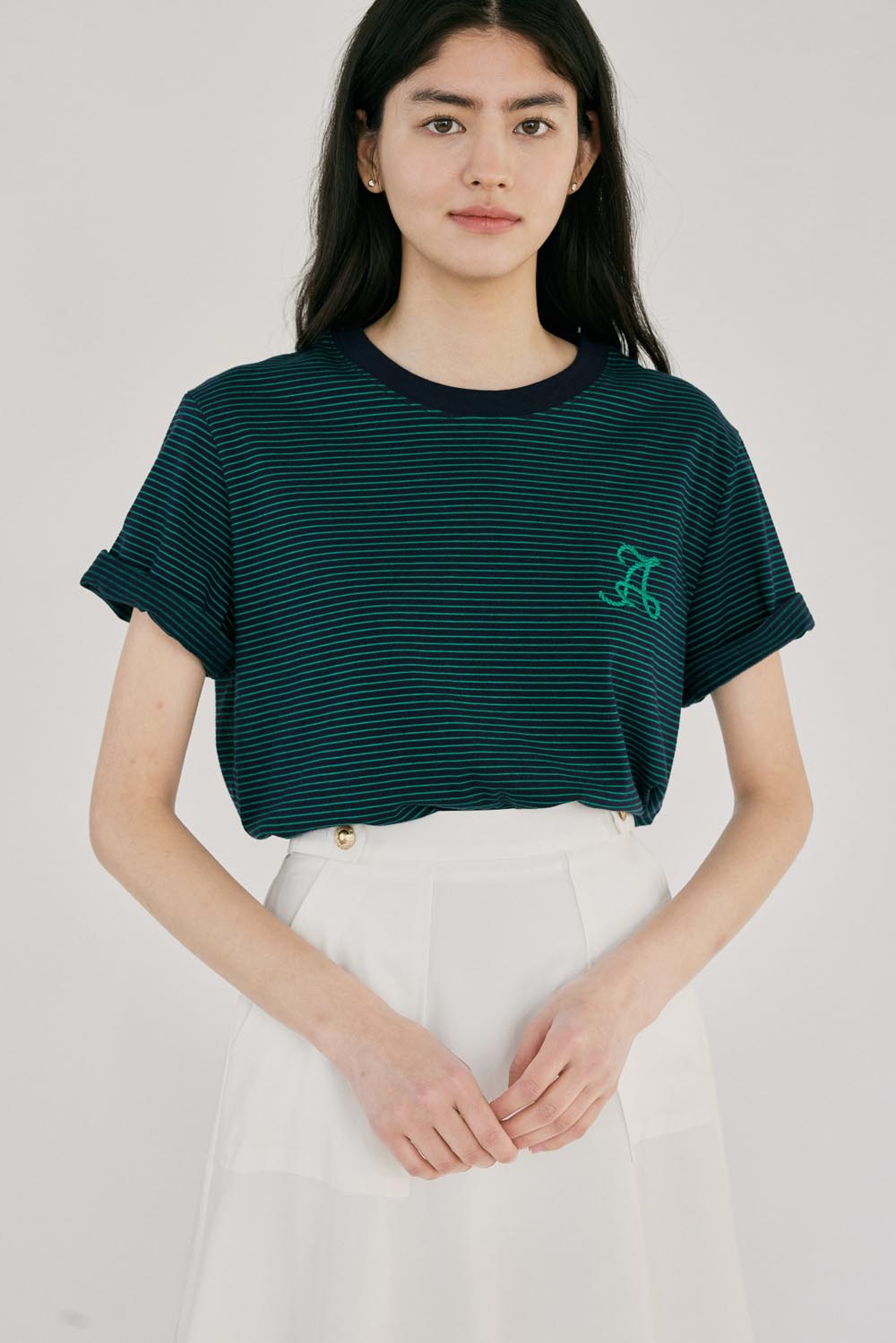 H A Stripe T-shirt_Navy Green