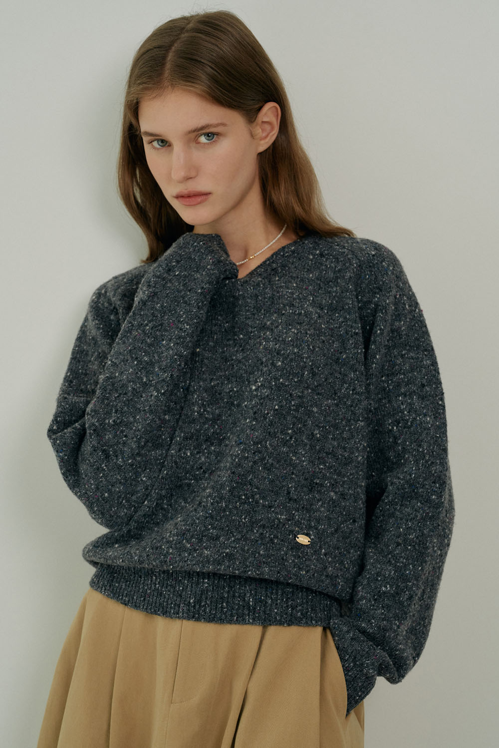 W Spotted Lams Wool Knit_Smoked Pearl