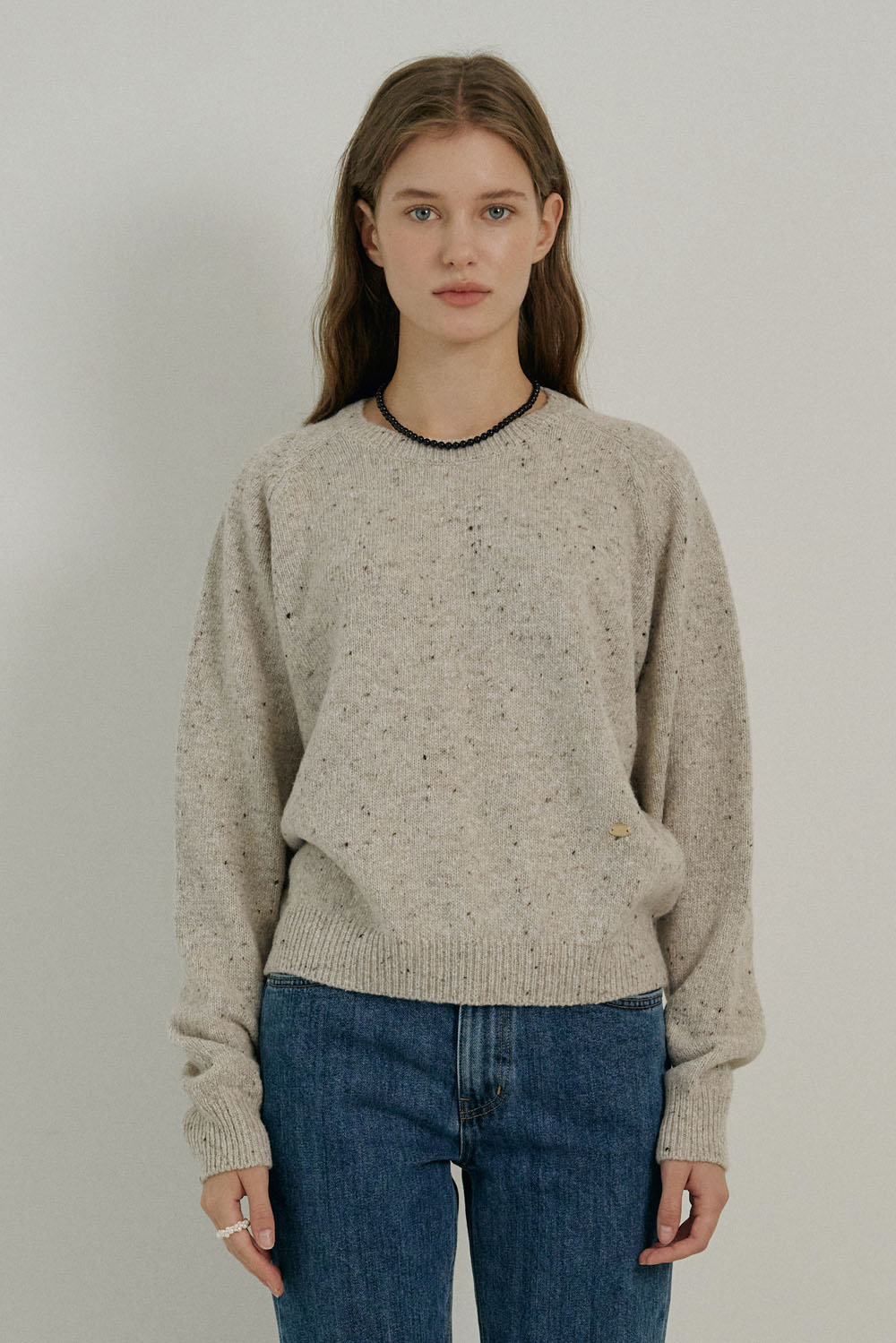 W Spotted Lams Wool Knit_Cookie&amp;Cream