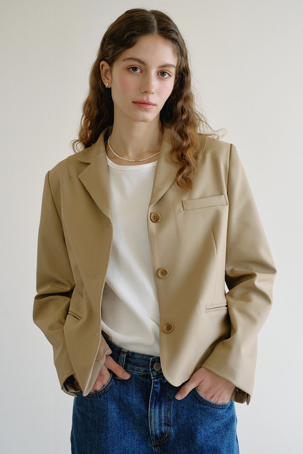 Chloe Classic Blazer Jacket_Beige