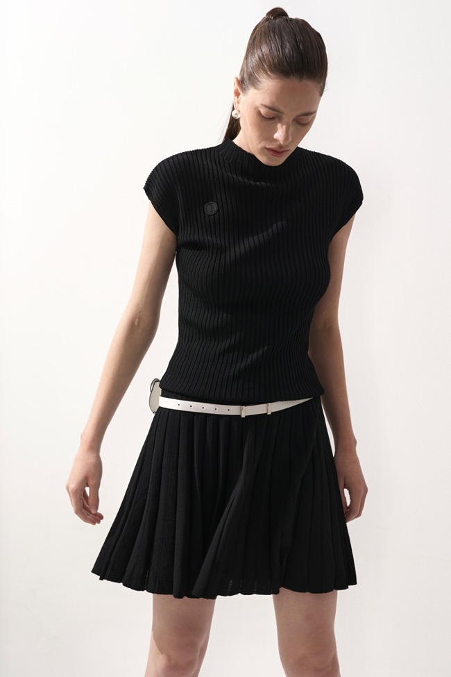 Cool Blend Pleats Skirt_Black