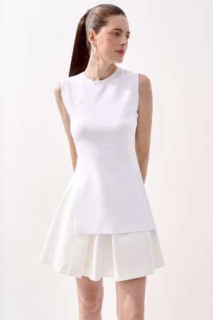 Original Slit Knit Dress_White