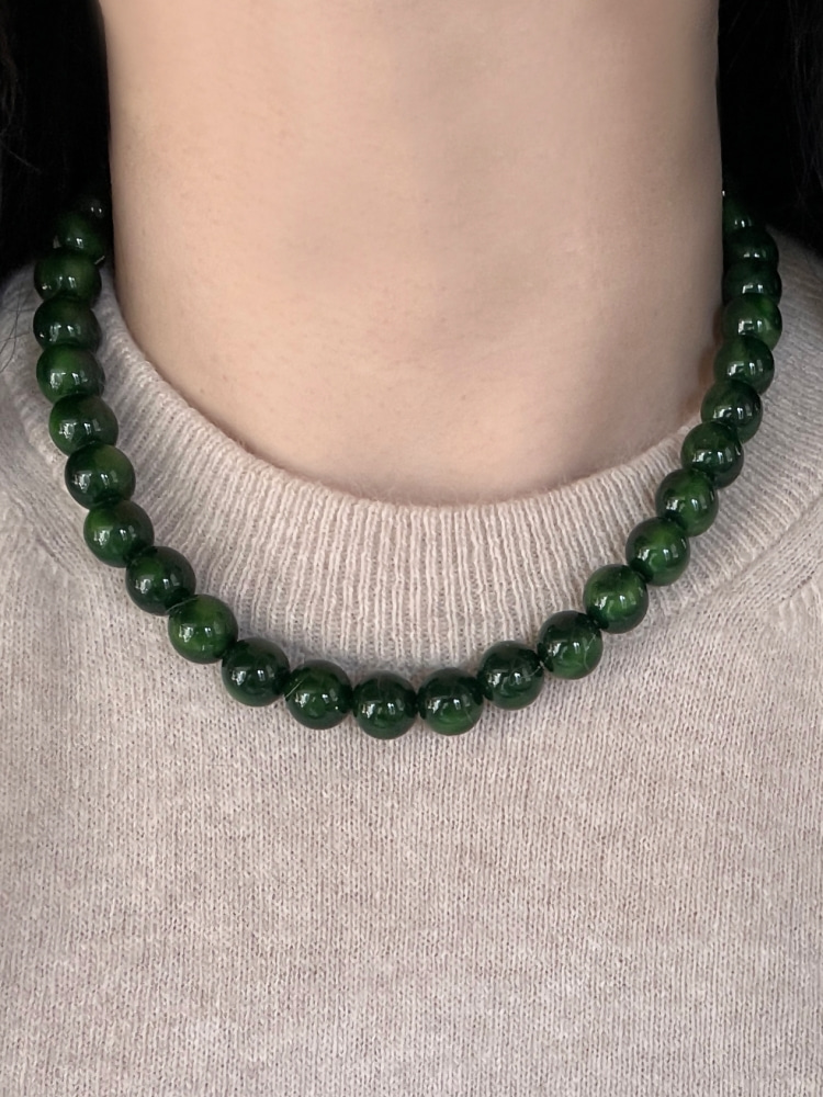 Spring Bold Green Ball Beads Necklace