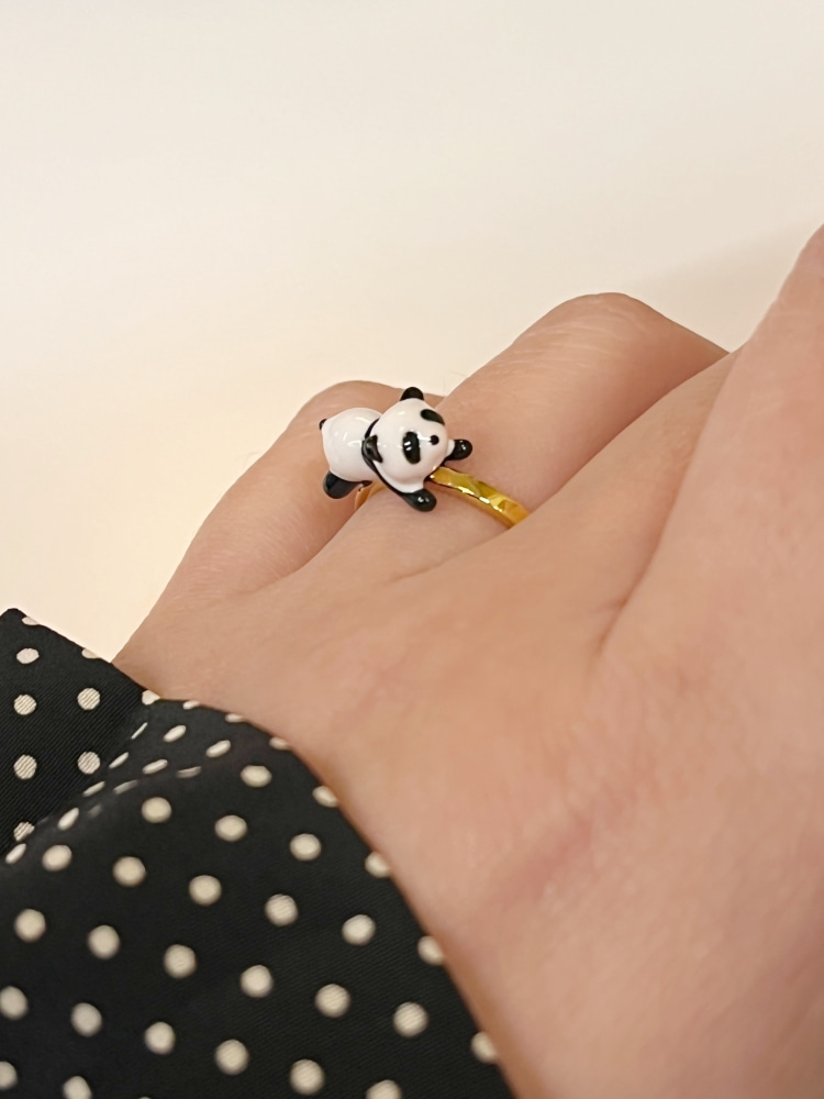Bold Open Ring Cute Panda Ring