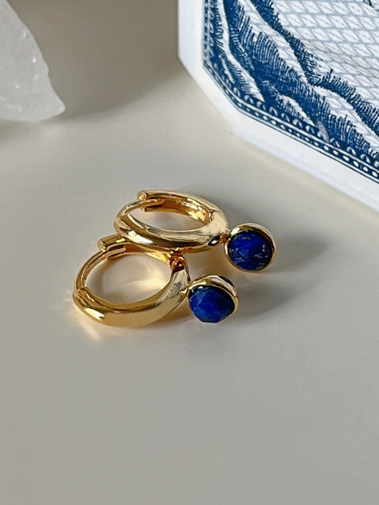 Silver 925 Temp Lapis Razuli gemstone ring earring