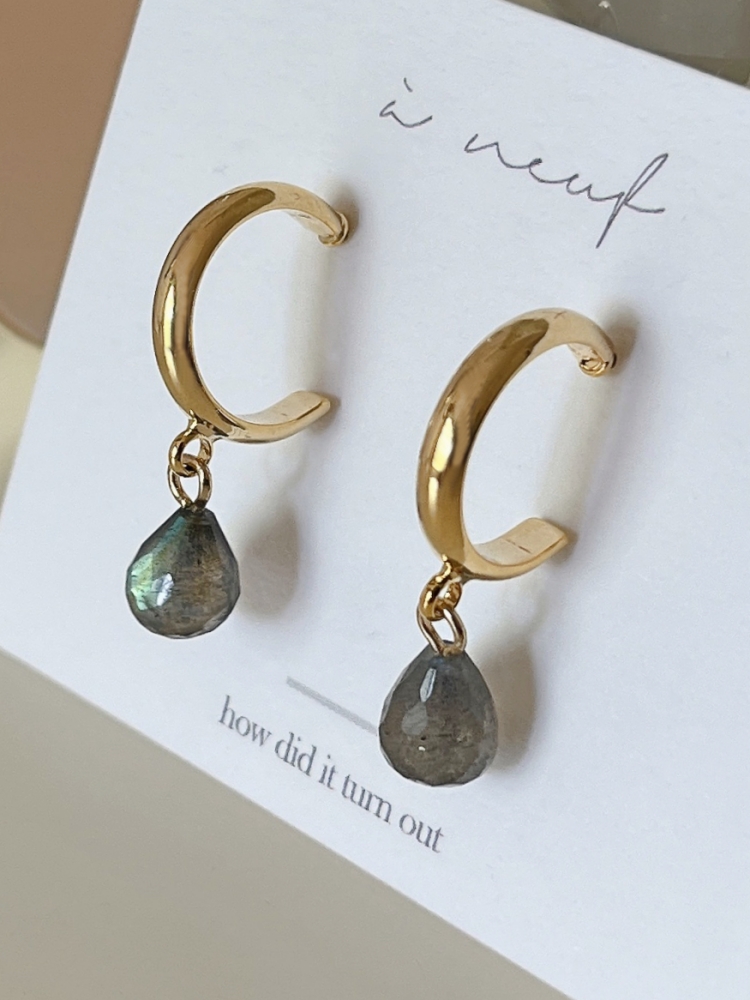 Freich Ring Labrador Light gemstone earrings
