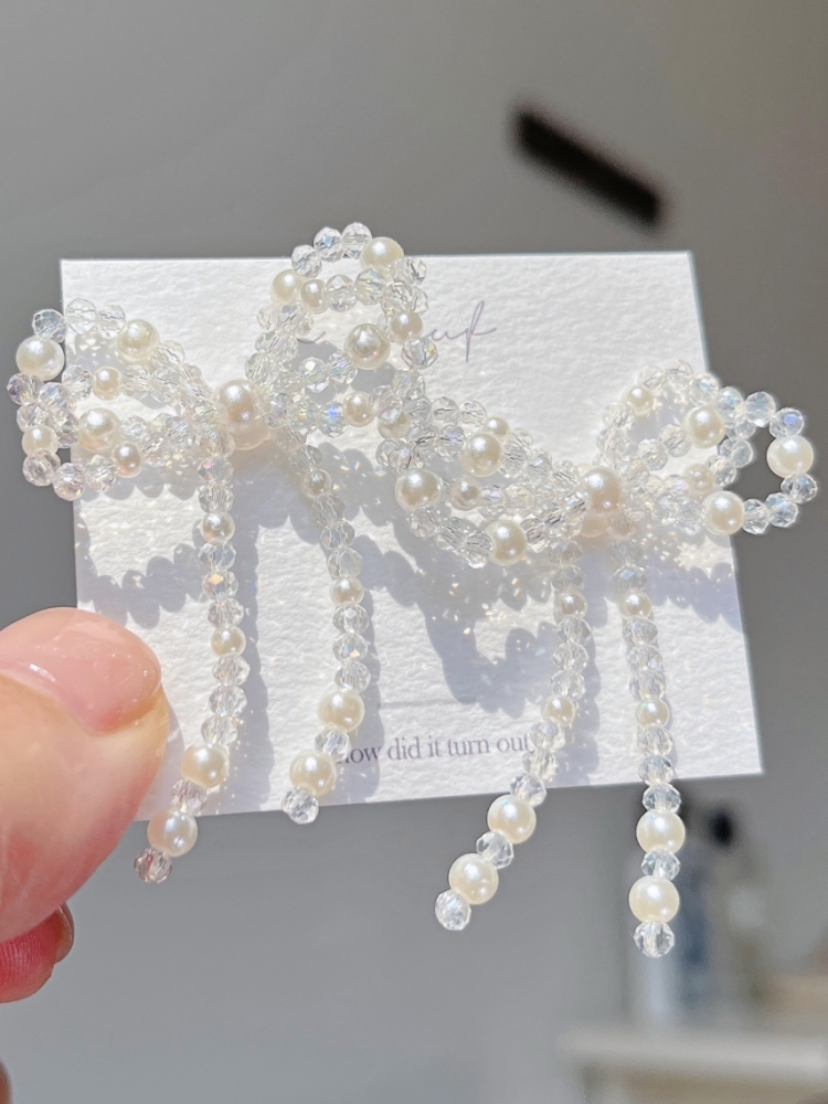 Etre Bold Beads Pearl Ribbon Earrings