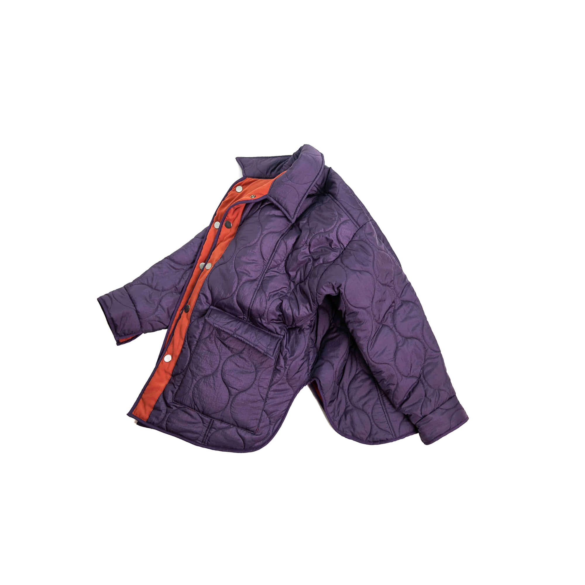 Big Pocket Open Side Quilting Jacket - Purple