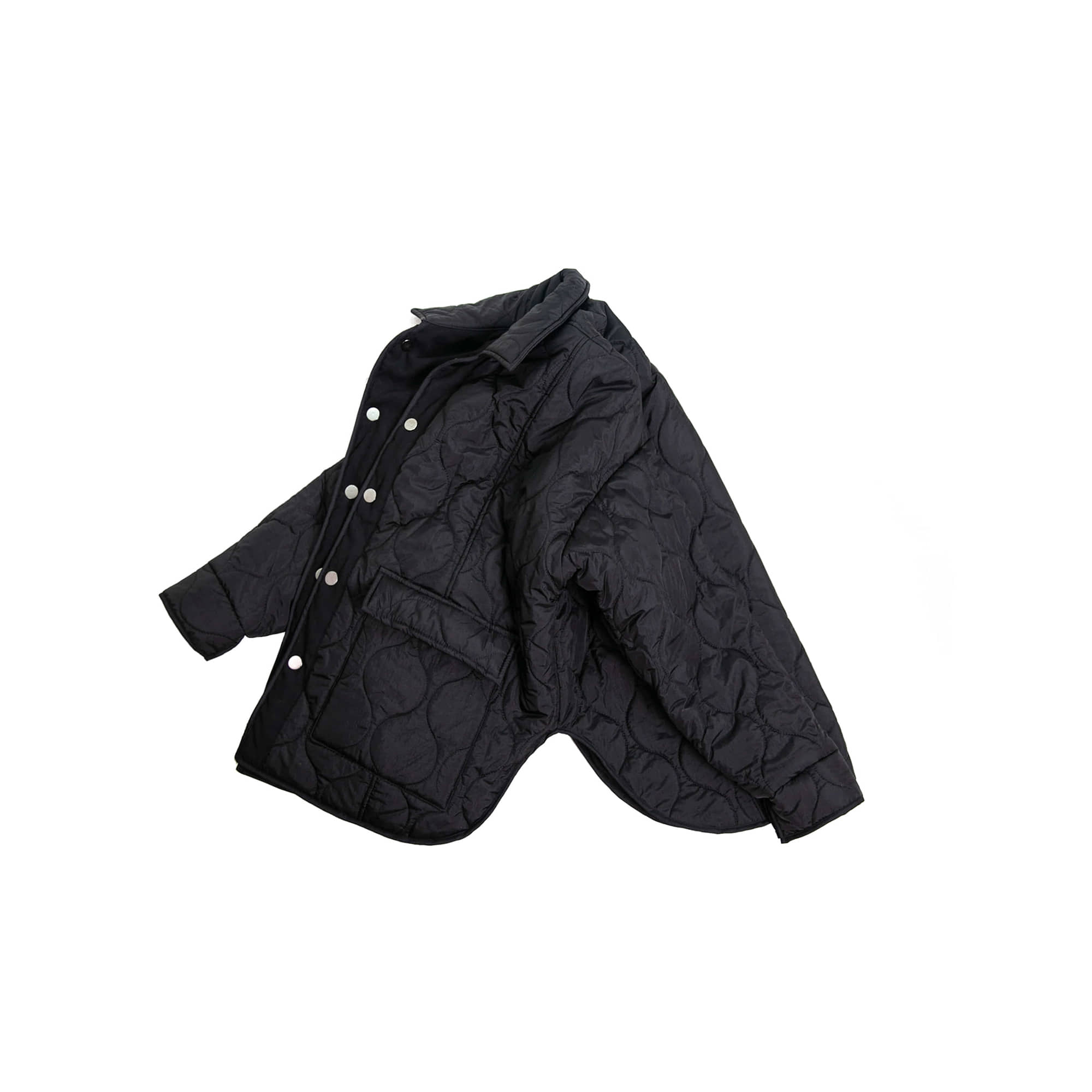 Big Pocket Open Side Quilting Jacket - Black