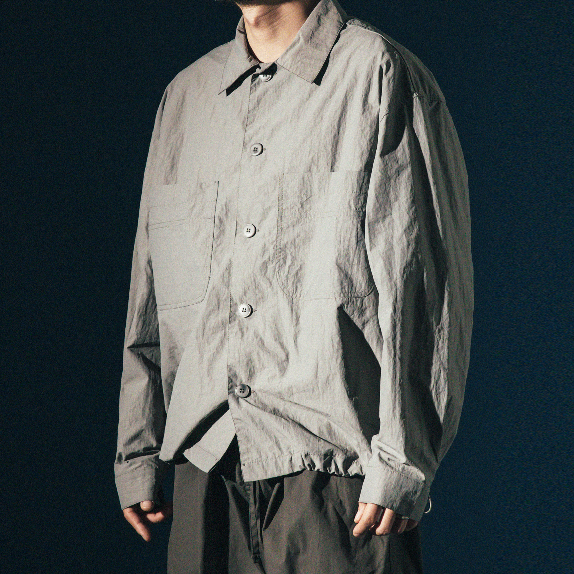 Nylon String Shirt Jacket - Grey