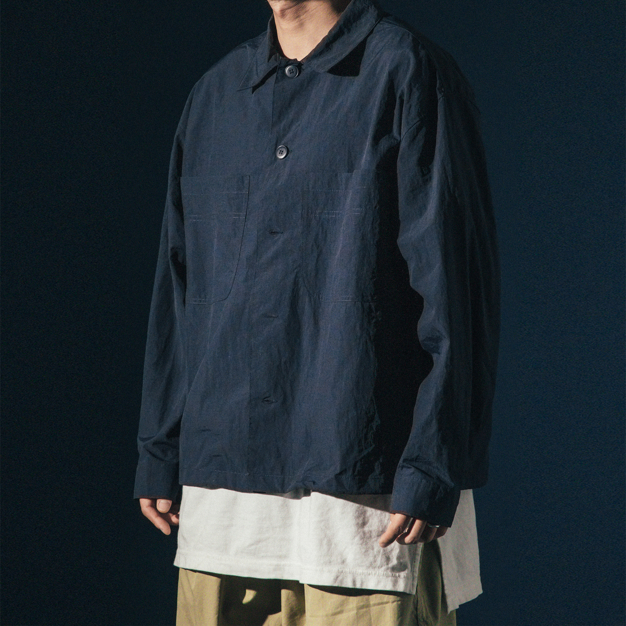 Nylon String Shirt Jacket - Navy
