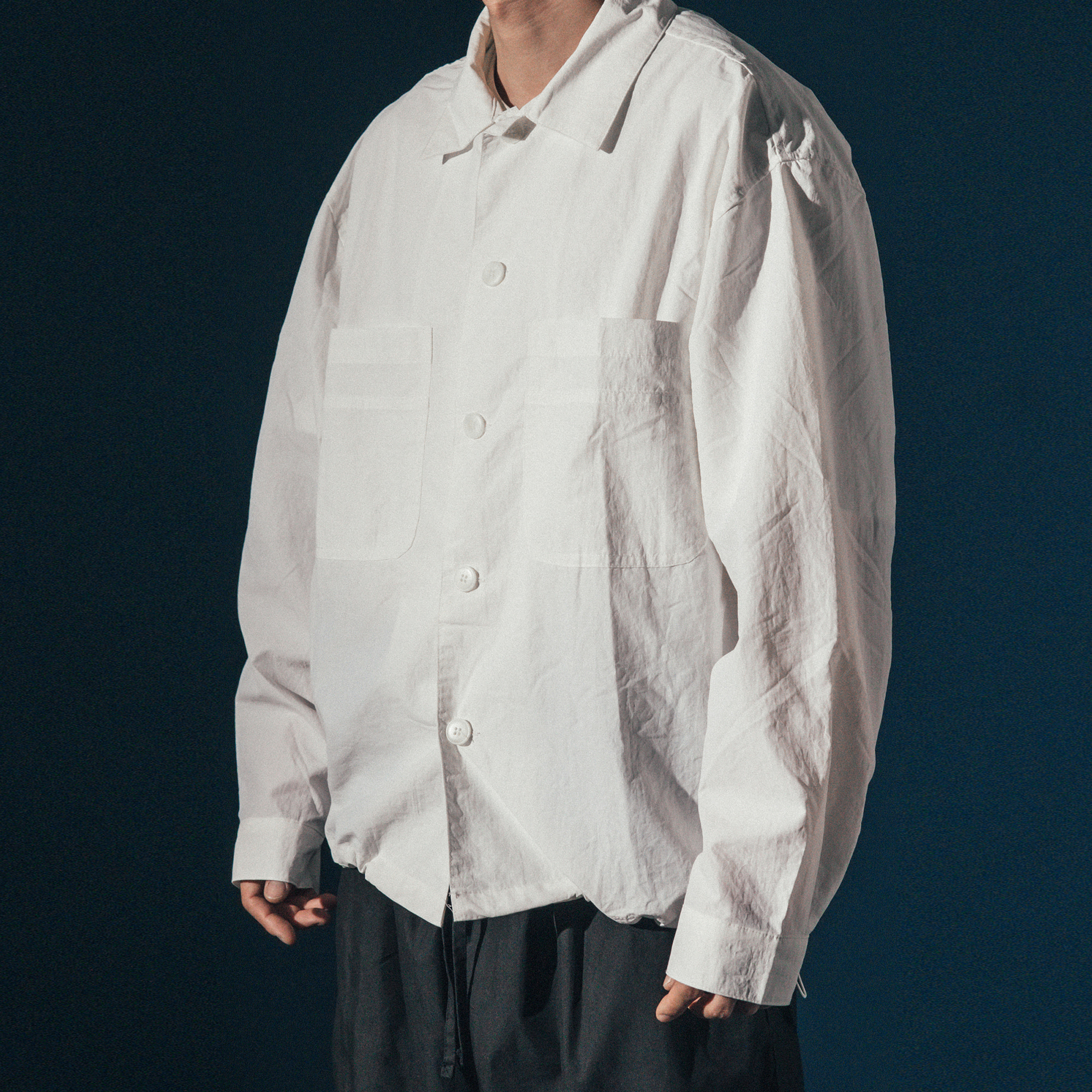 Nylon String Shirt Jacket - White
