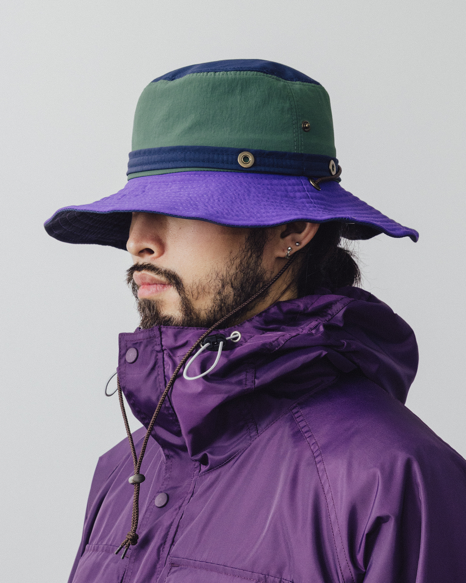 Color Block Mountain Boonie Hat - Purple &amp; Green