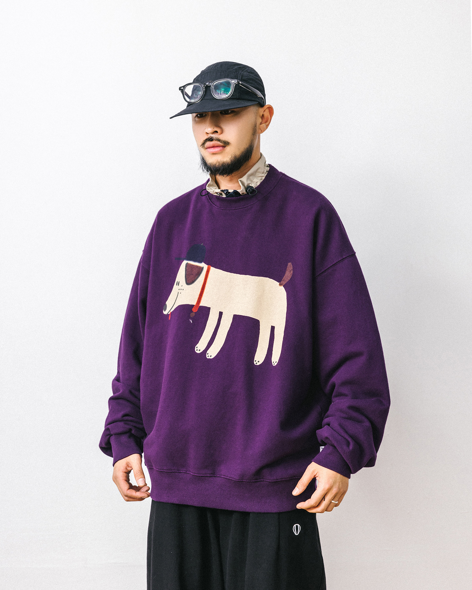 [AG] Puppy Artwork Sweat Shirt - Purple