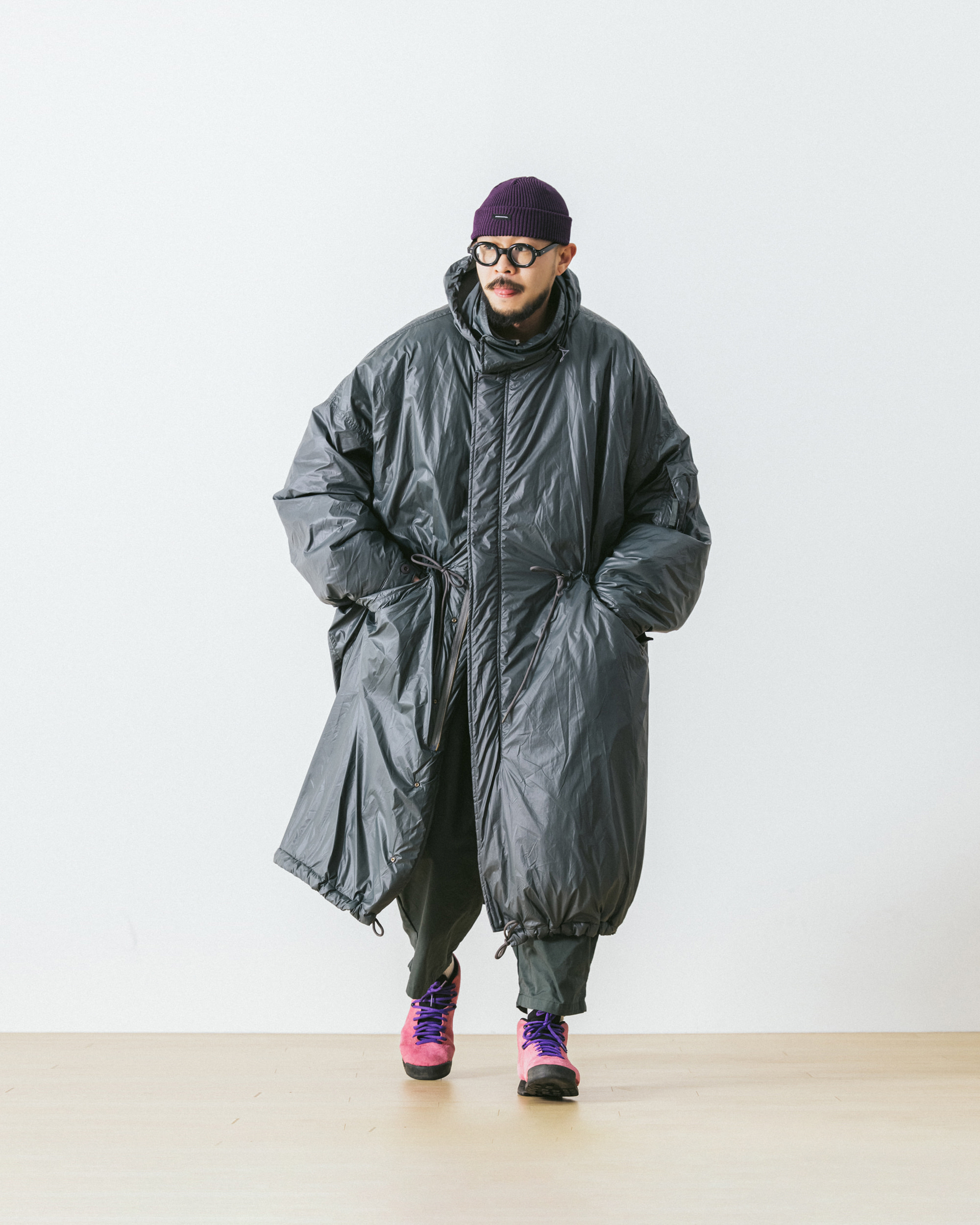 Military Over Padded Coat - Charcoal