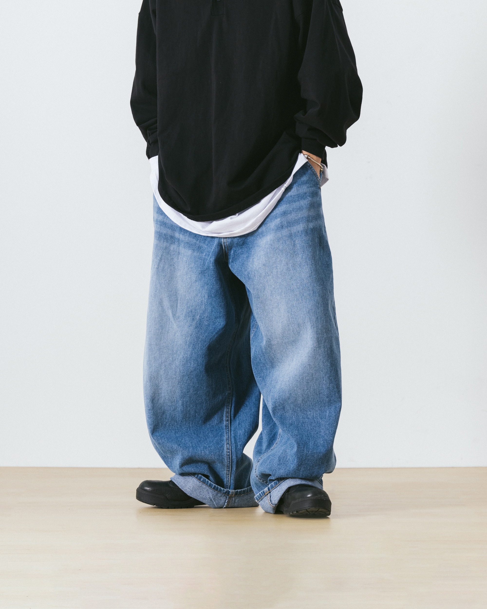 Cat Washing Denim Balloon Pants - Blue - ANGLAN Cat Washing Denim Balloon Pants - Blue - ANGLAN