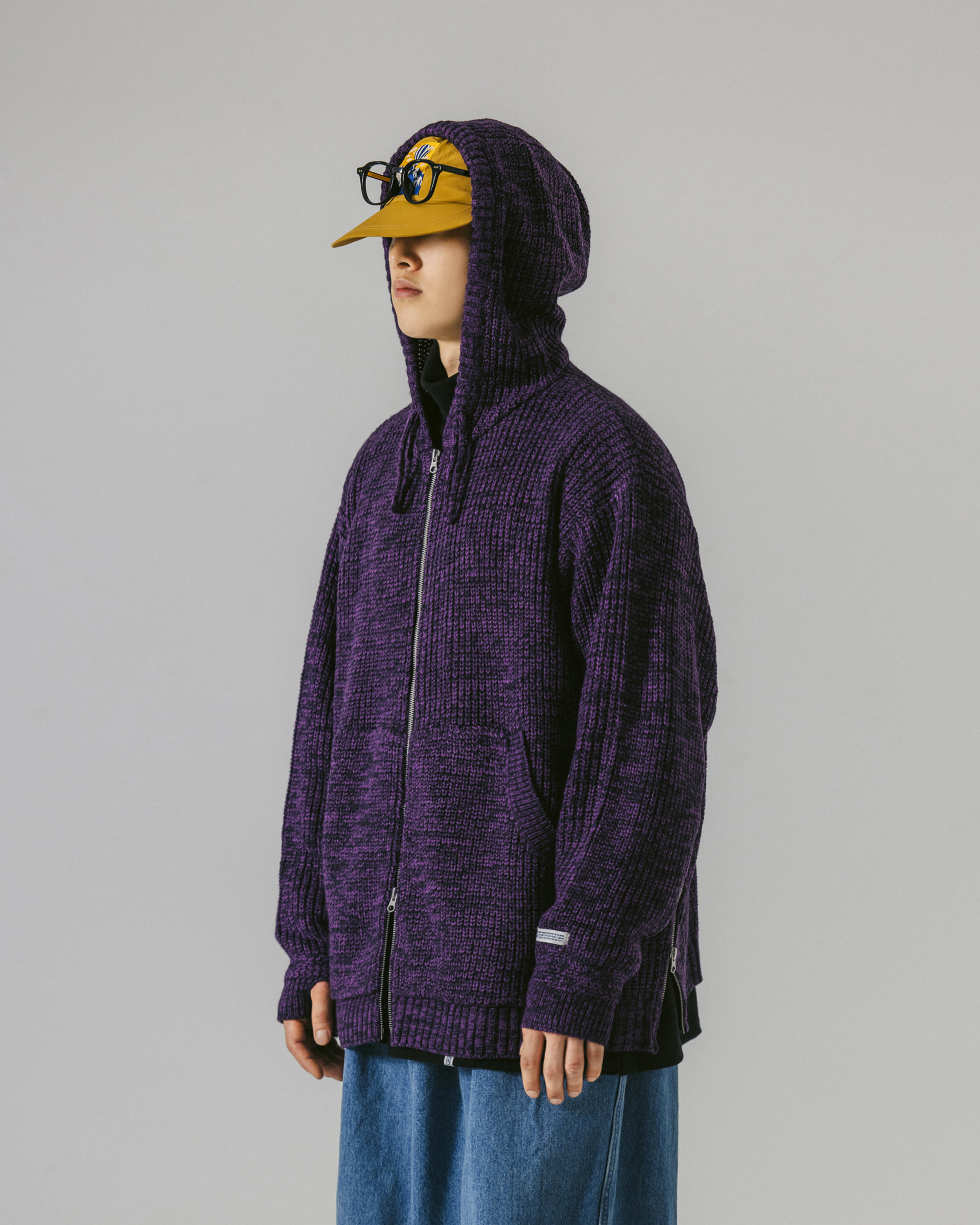 [AG] Flow Knit Hoodie Zip up - Purple