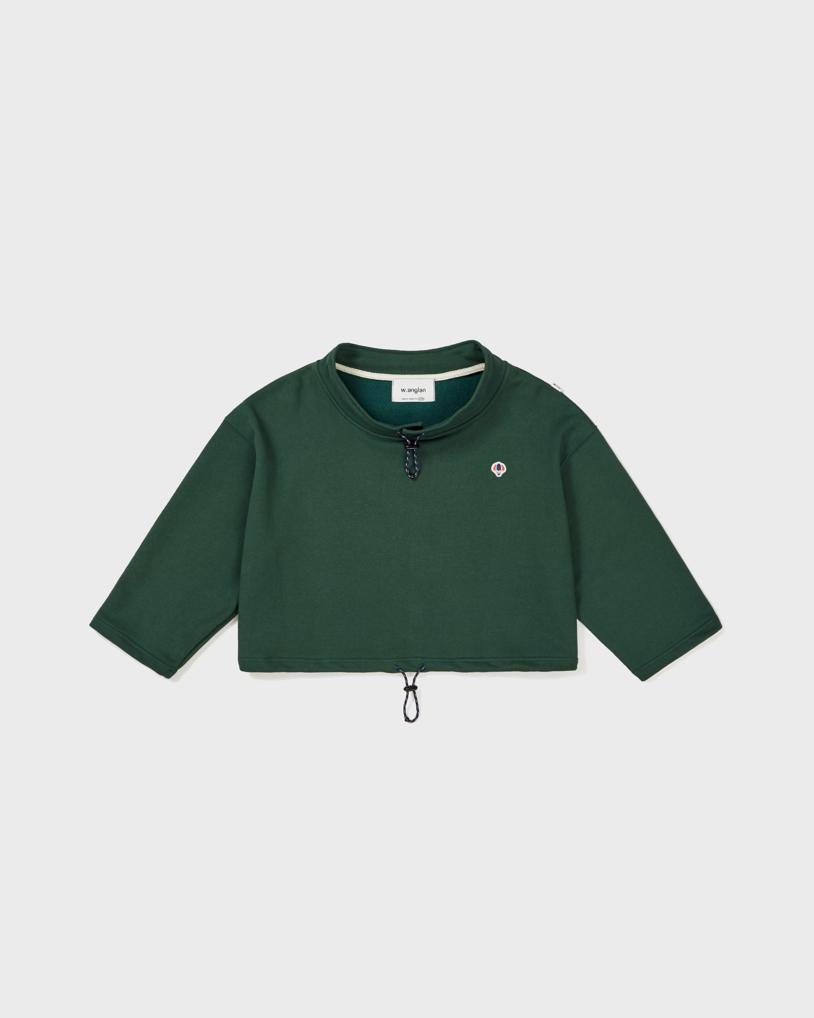 [AG.W] Wappen Stand Neck Crop Sweat Shirt - Green