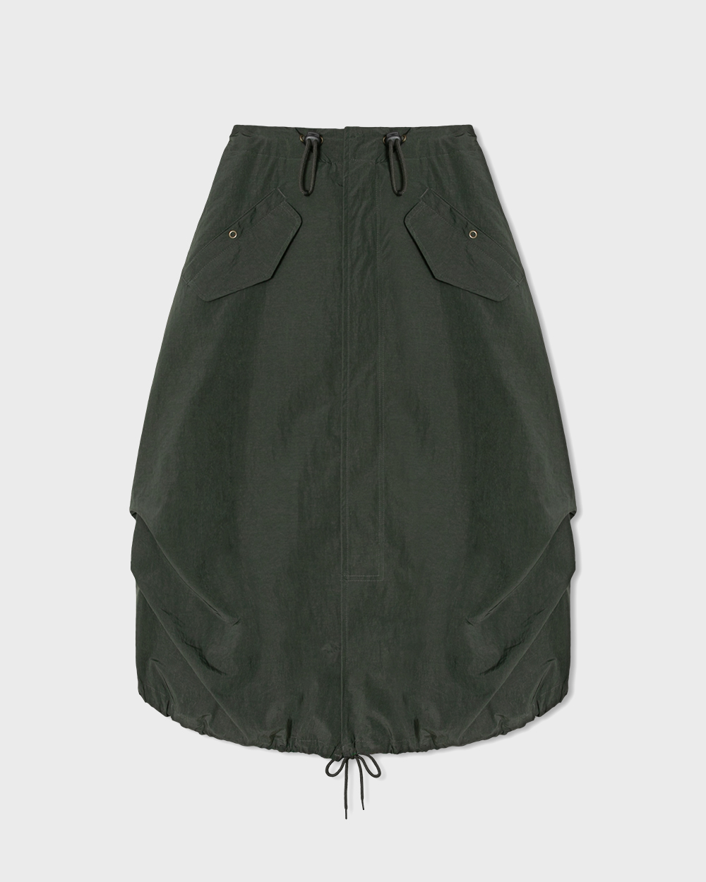 [AG.W] Front Zip Fishtail Balloon Skirt - Khaki