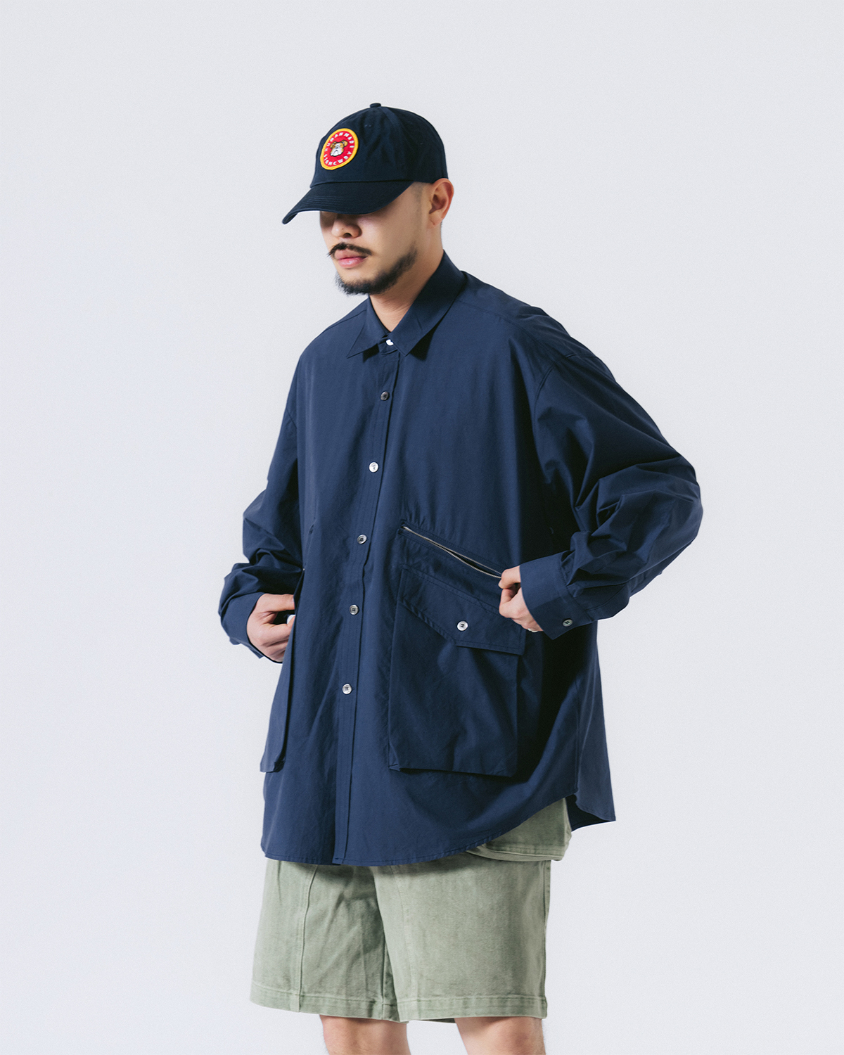 Oblique Pocket Shirt - Navy